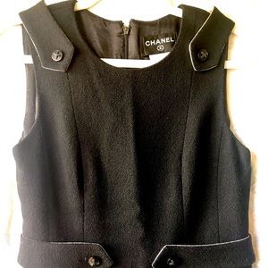 Authentic Chanel 2006 Black Boucle Rhinestones Dress excellent 40/8 GORGEOUS!